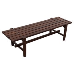 Mid-Century Italian Teak Slat Bench Designed by  Ezio Longhi