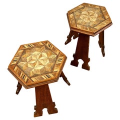 Antique A Pair Moorish Occasional Tables