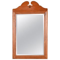Retro Early American Carved Maple Framed Beveled Wall Mirror