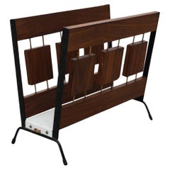 1970s Cees Braakman Style Brovorm Teak and Metal Magazine Rack