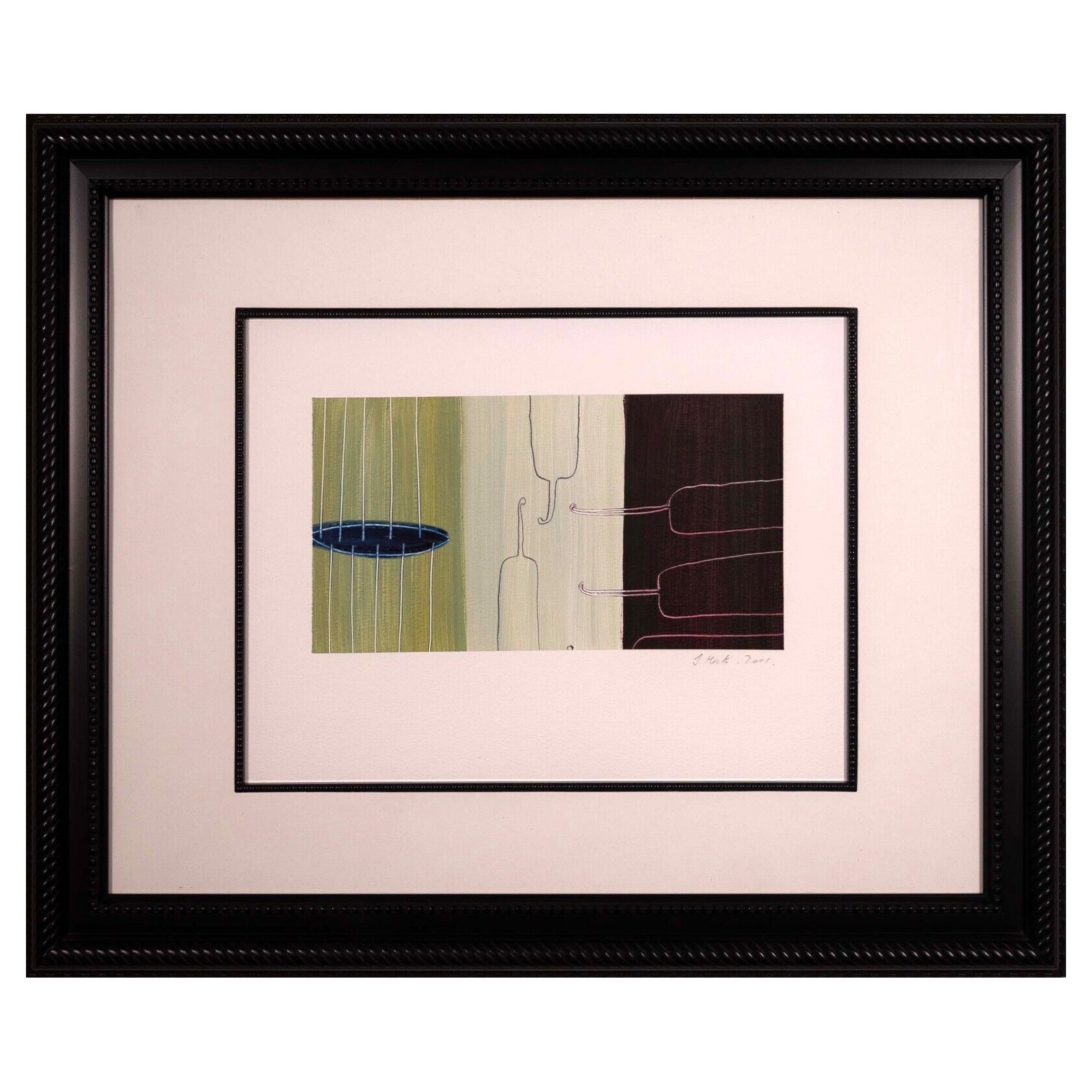 Jason Hicks Web Series Signed 2001 Contemporary Abstract Oil on Paper Framed For Sale