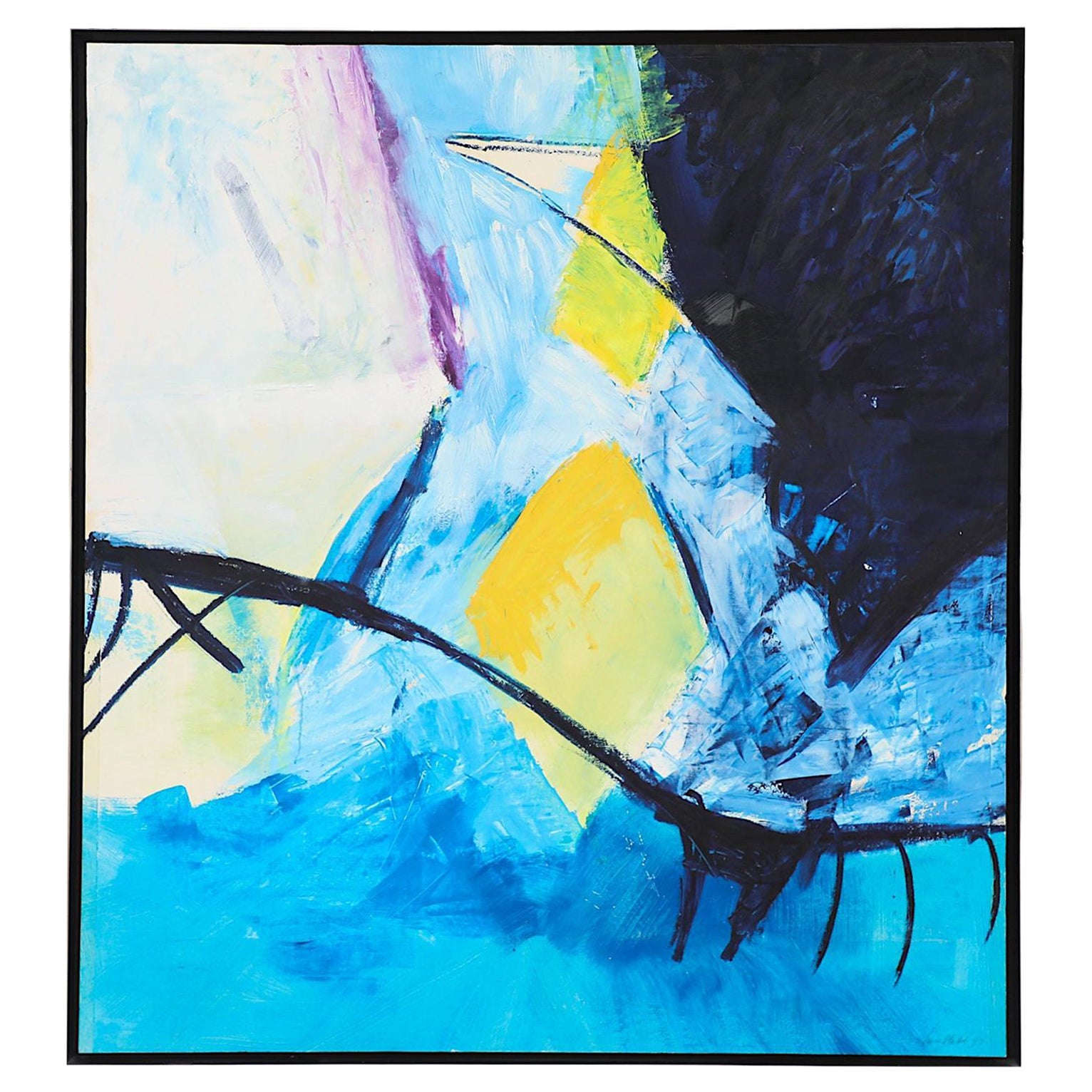 Large Abstract Acrylic Painting on Wood Board by Imke Plattel, 1993 For Sale
