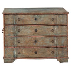 18th c. Swedish Commode in Original Patina with Arbalette Shaped Front