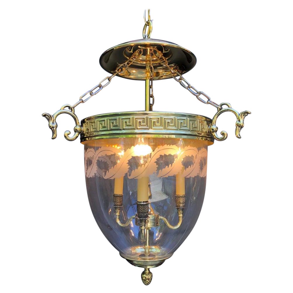 Hollywood Regency-Glockenglaslaterne aus der Mitte des 20. Jahrhunderts