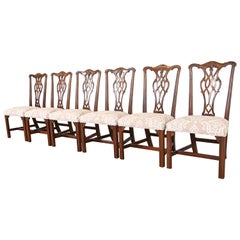 Henredon Chippendale Carved Mahogany Dining Chairs, Set of Six 