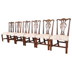 Henredon Chippendale Carved Mahogany Dining Chairs, Set of Six