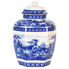Antique Ceramic Blue Decorative Vase, Early 20th Century