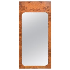 Milo Baughman Style Burl Wood Wall Mirror by Lane, 1970s