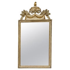 French Louis XVI Style Cream and Gilt Painted Wall Mirror