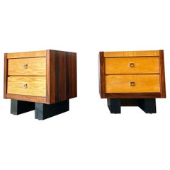 Vintage Brutalist mcm rosewood and oak nightstands
