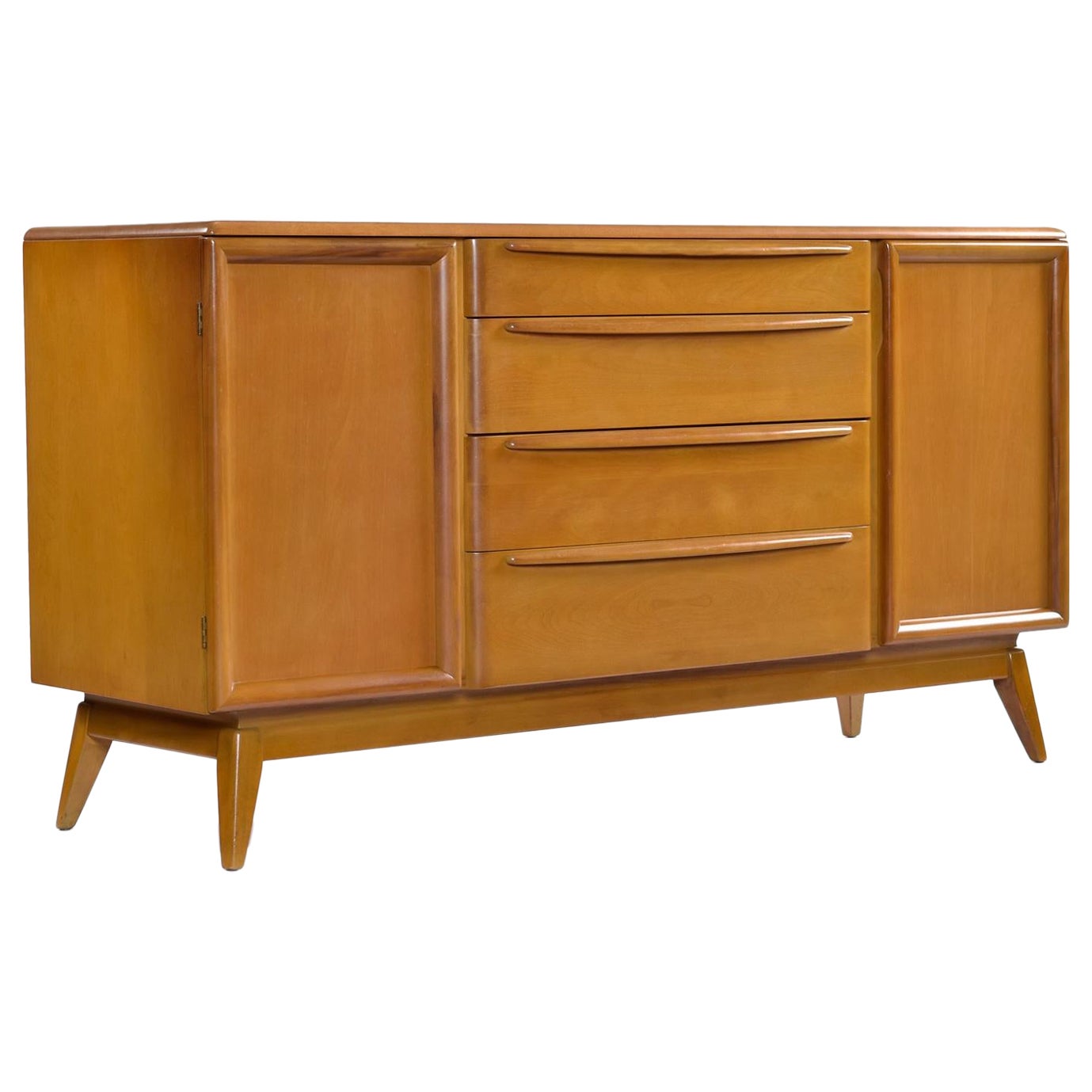 Vintage Restored Solid Maple Heywood Wakefield Wheat Credenza Buffet For Sale