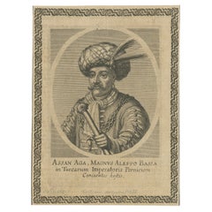 Antique 1687 Portrait of Assan Aga by E. Nessenthaler: A Glimpse into Ottoman Nobility