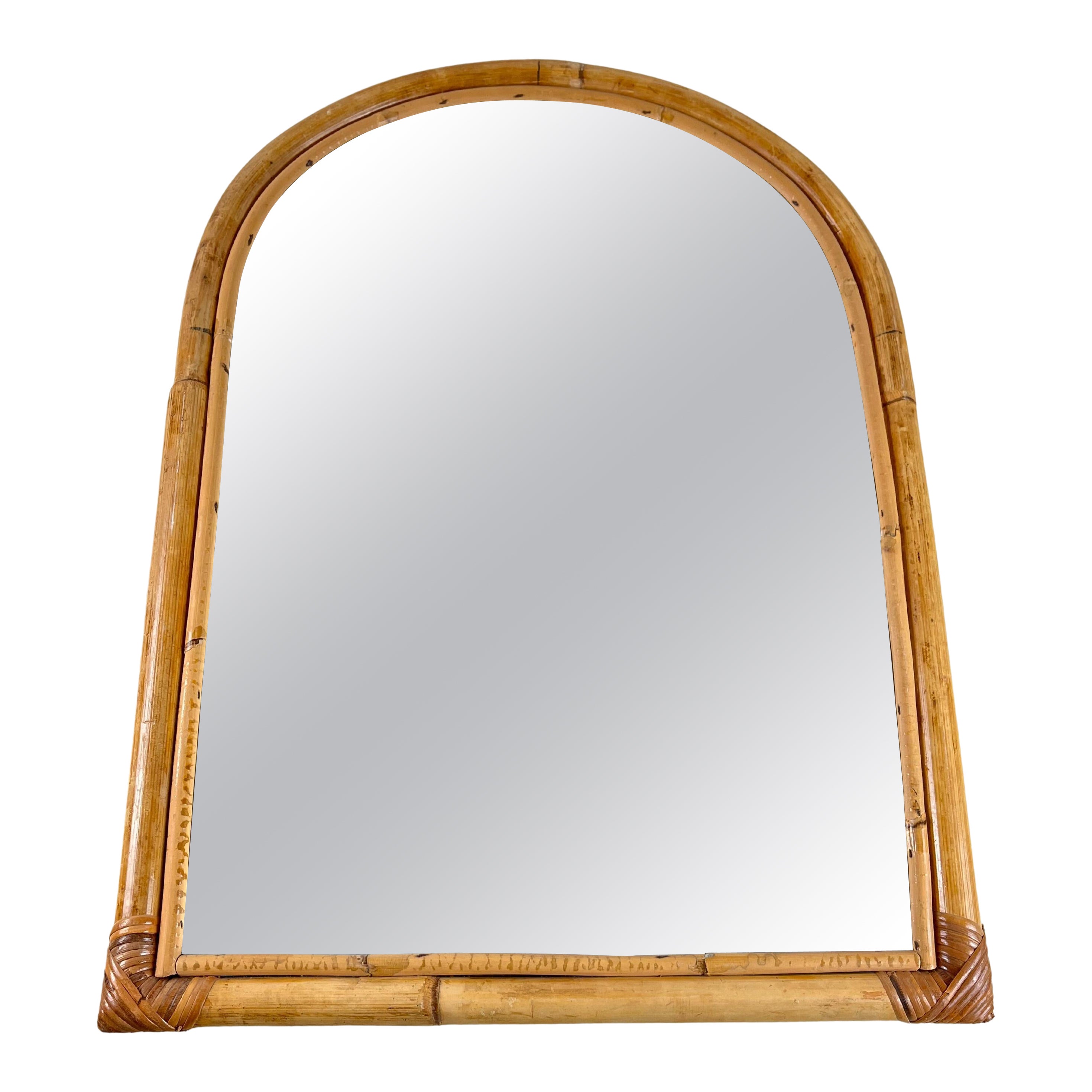 Vintage Bamboo Mirror, Italy, 1970s For Sale