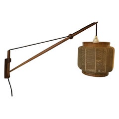 A. Bang Jensen + Kjeld Iversen Wall Lamp Oak + Braided Shade Louis Poulsen 1950s