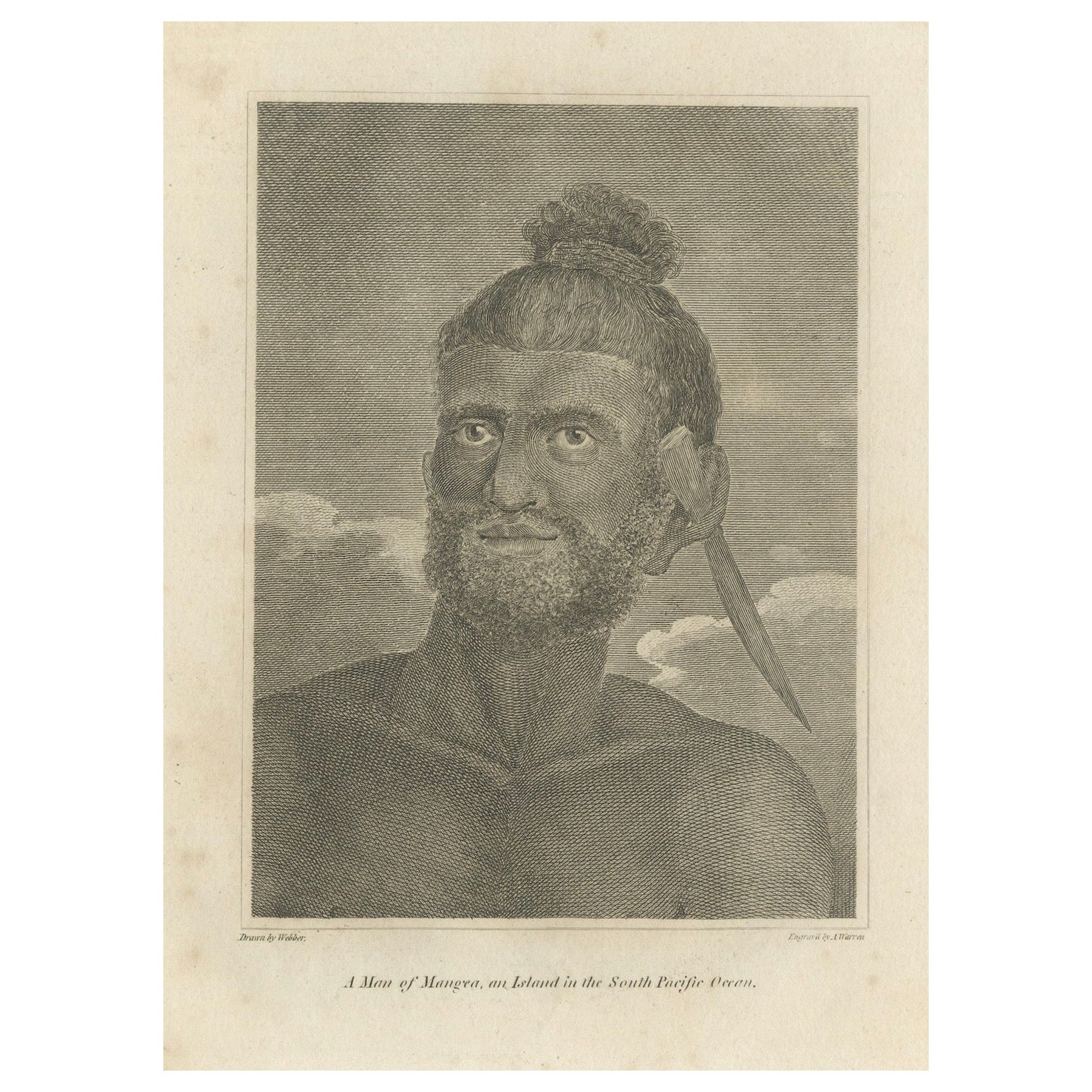 Portrait of a Mangean Islander in The South Pacific by John Webber, circa 1800 For Sale