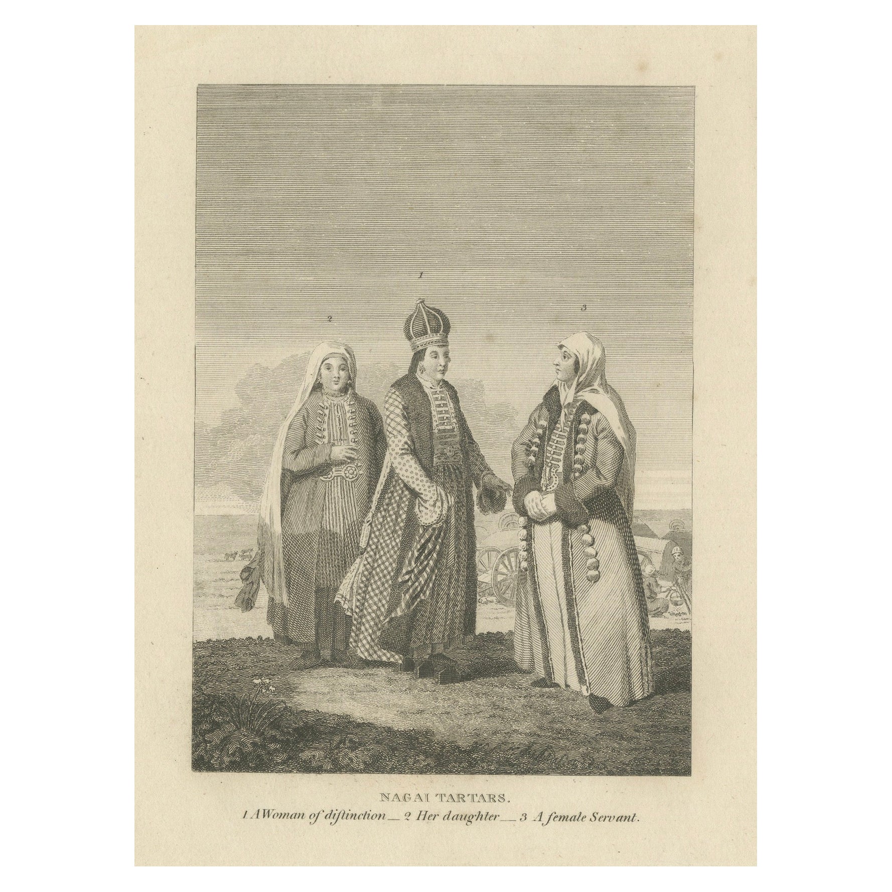 Social Hierarchy of the Nagai Tartars - An Etching by Geissler, ca. 1800 For Sale