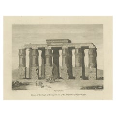 Gravure ancienne sur cuivre des ruines du temple d'Hermopolis, 1820