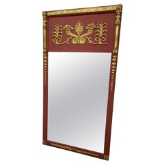 Vintage Neo-Classical Gilded and Red Painted Mirror With Cornucopia Design