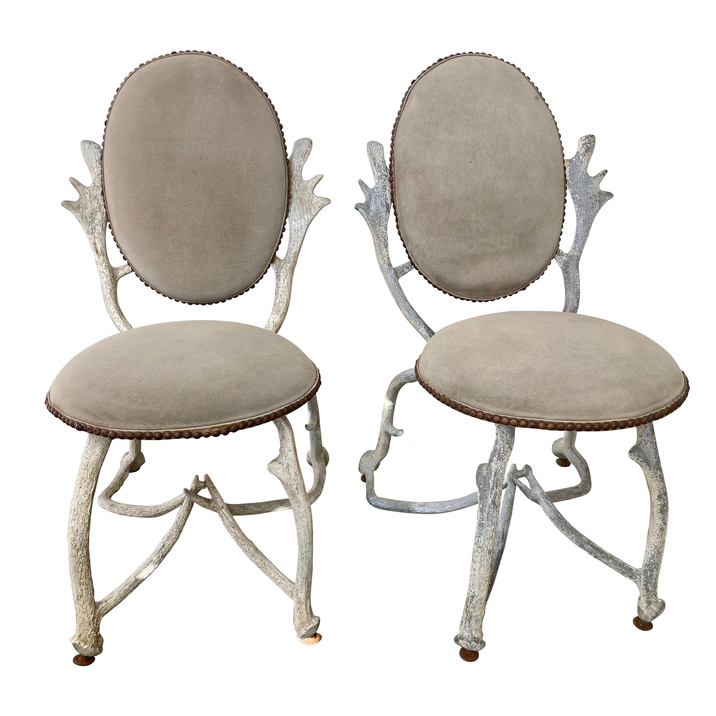 Arthur Court Horn Chairs, a Pair For Sale