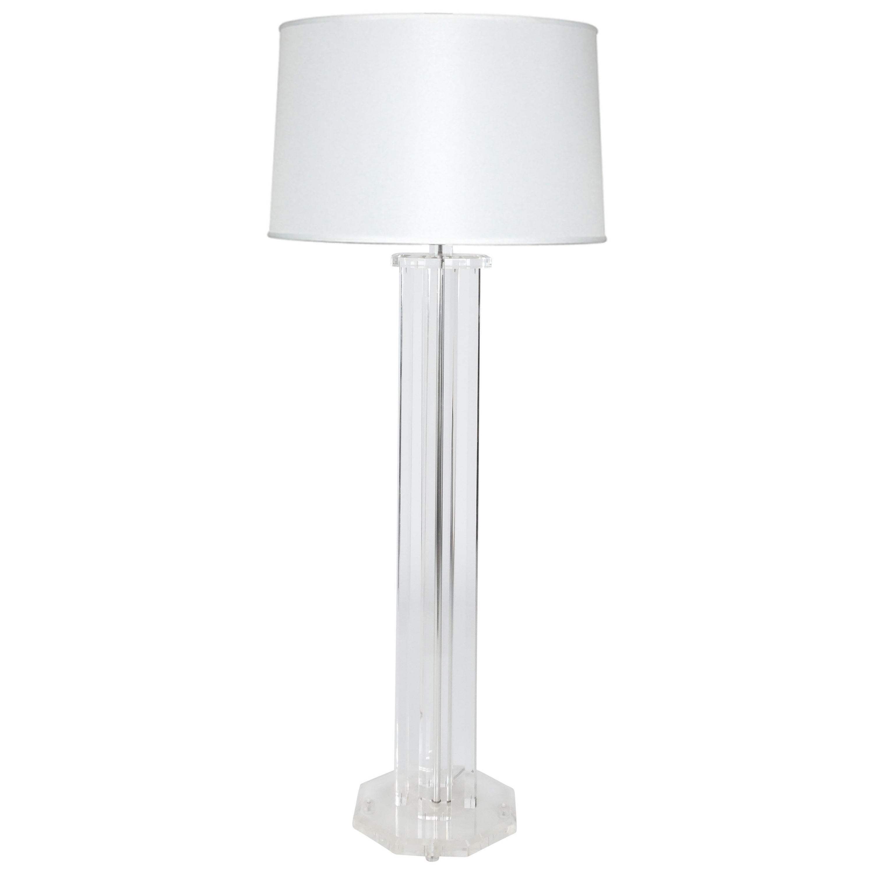 1970er Lucite Säule Stehleuchte Neu Rewired