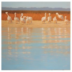 Framed Oil on Canvas "Basking on The Beach" by Mary Segars