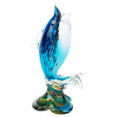 Murano Venetian Glass Sculpture Fish Vase 