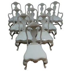 Swedish Rococo Style Chairs 2 Arm 8 Side