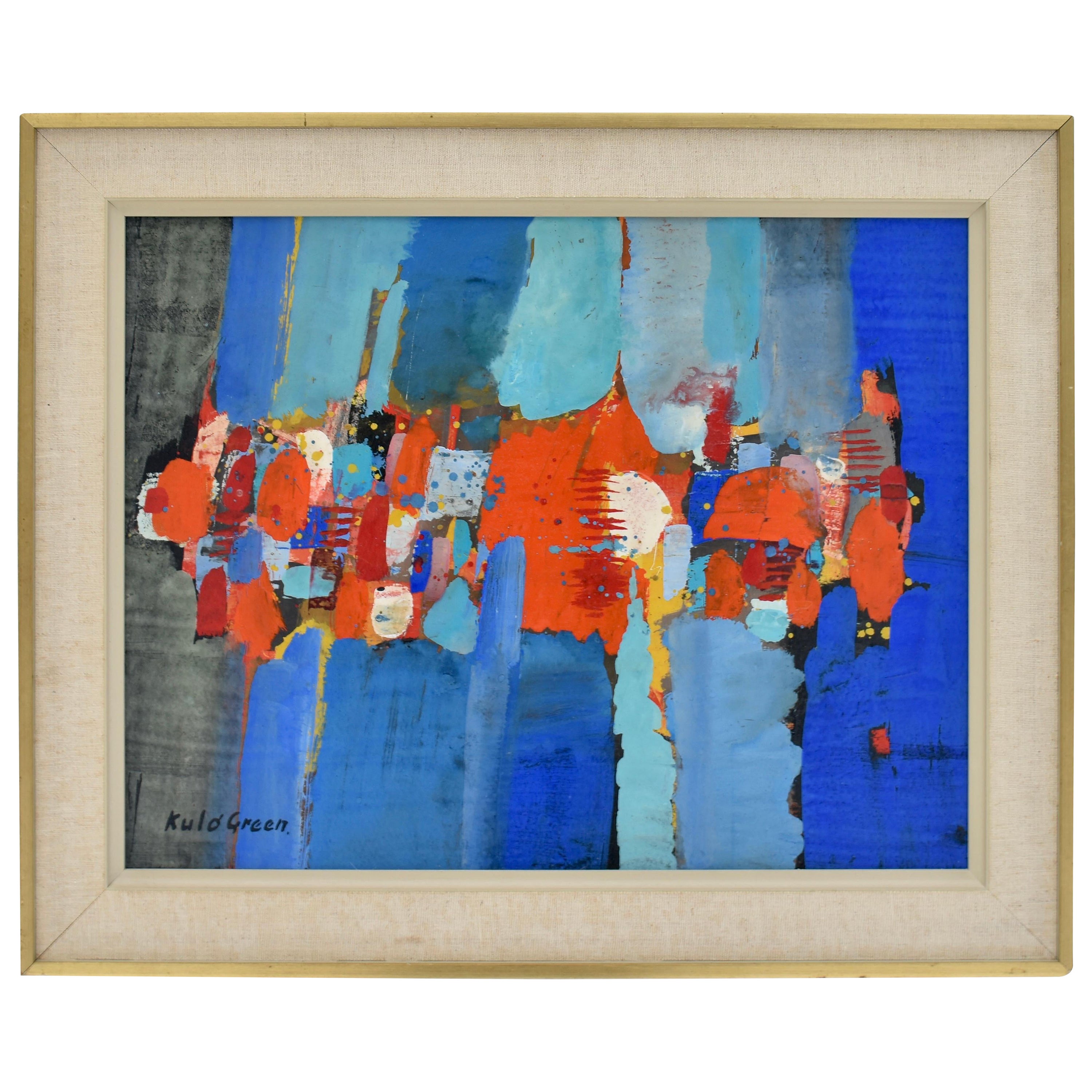 Pittura astratta originale degli anni '60 dell'artista svedese Kulo Green (1913-1972)