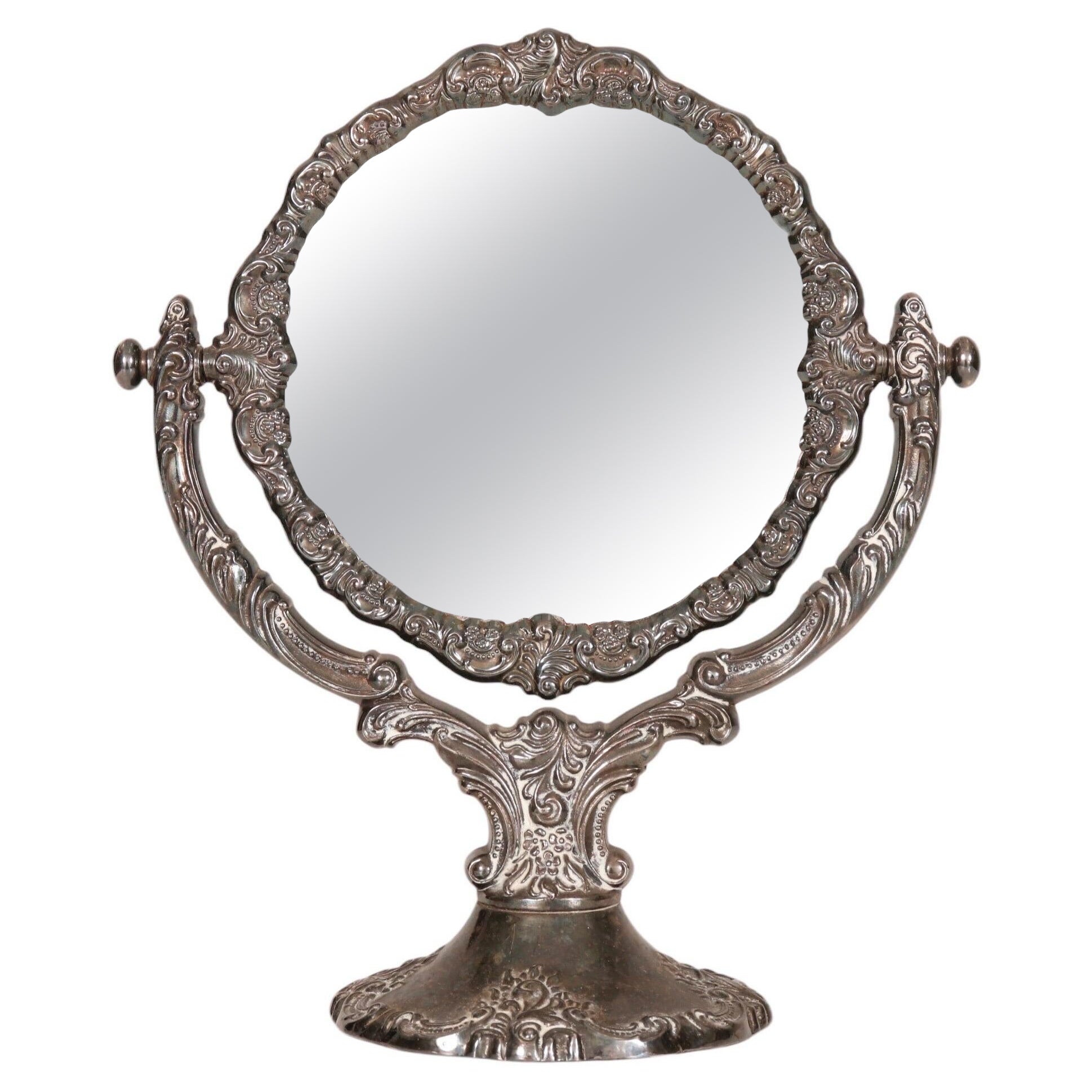 Miroir de courtoisie plaqué argent par Wallace