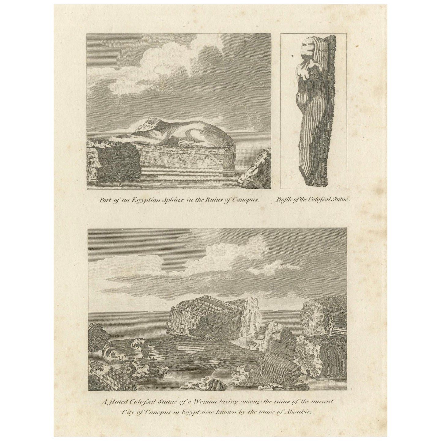 Reliques de l'Antiquités : Sphinx égyptien et statues colossales de Canopus, 1801 en vente