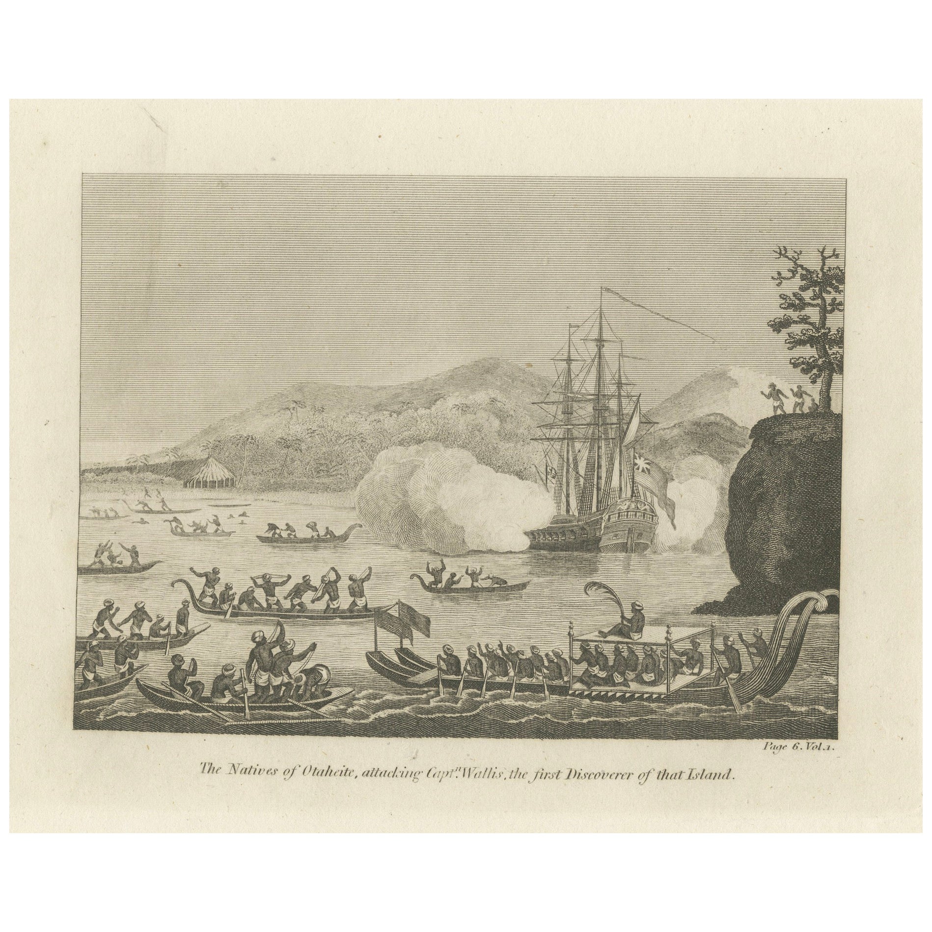 Incontri all'alba: lo stallo a Tahiti con il capitano Wallis inciso, 1801