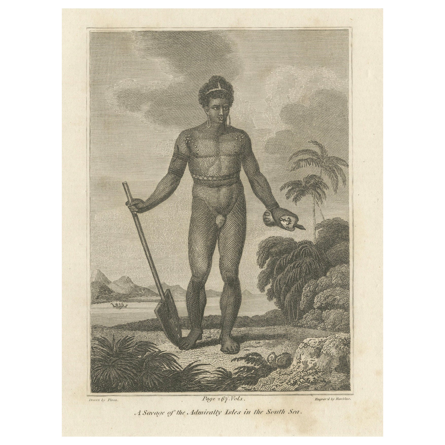 Engraving of A Savage of the Admiralty Isles in the Bismarck Archipelago, 1801 For Sale