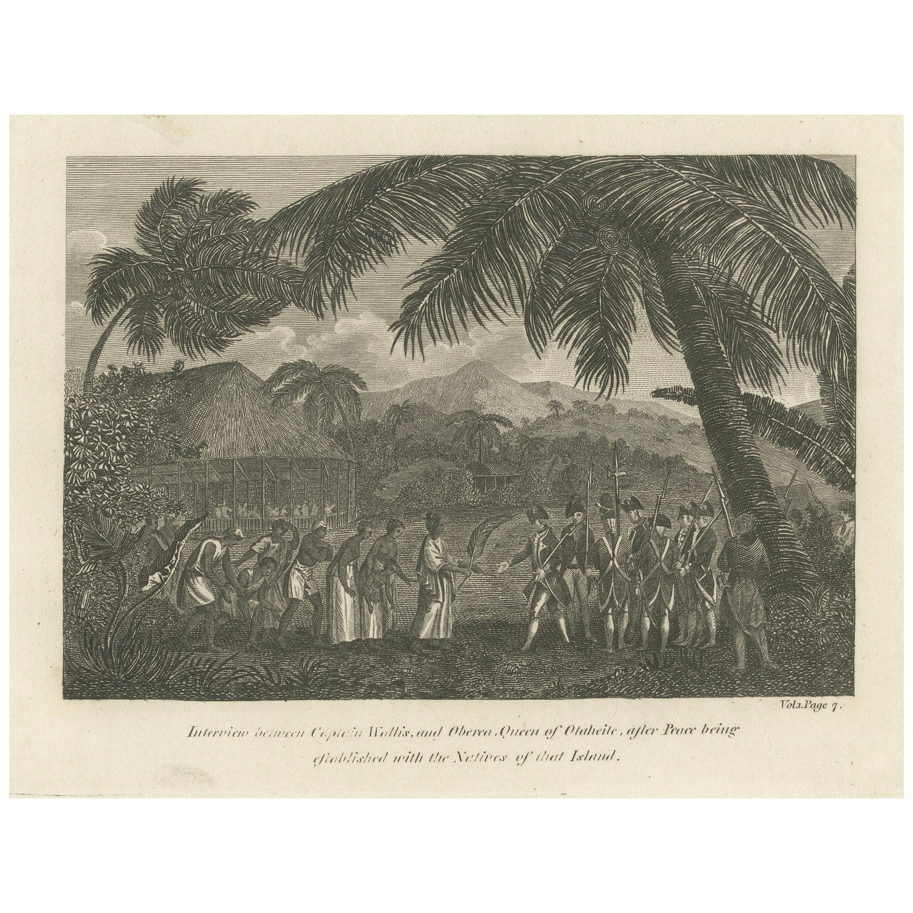 Diplomatic Dawn: The First Encounter of Wallis with Queen Oberea of Tahiti, 1801 For Sale