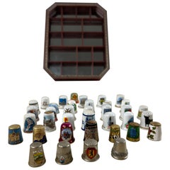 Vintage Notice Board with 37 Collectible Thimbles