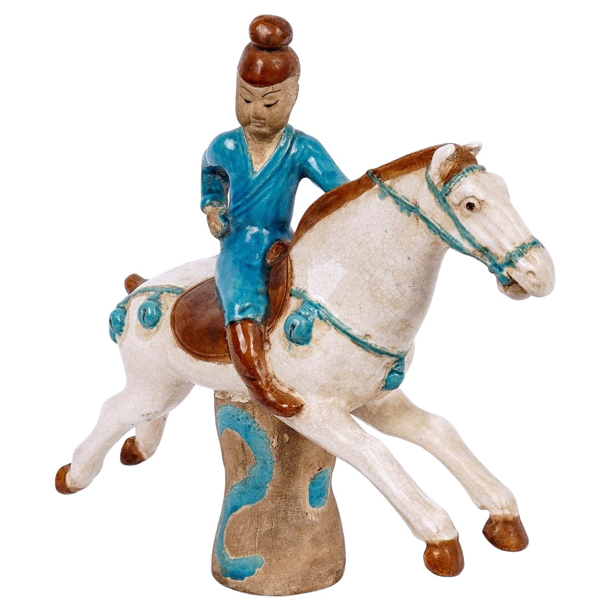 Émaille turquoise Cavalier - Émaux chinois - Période : 19e siècle