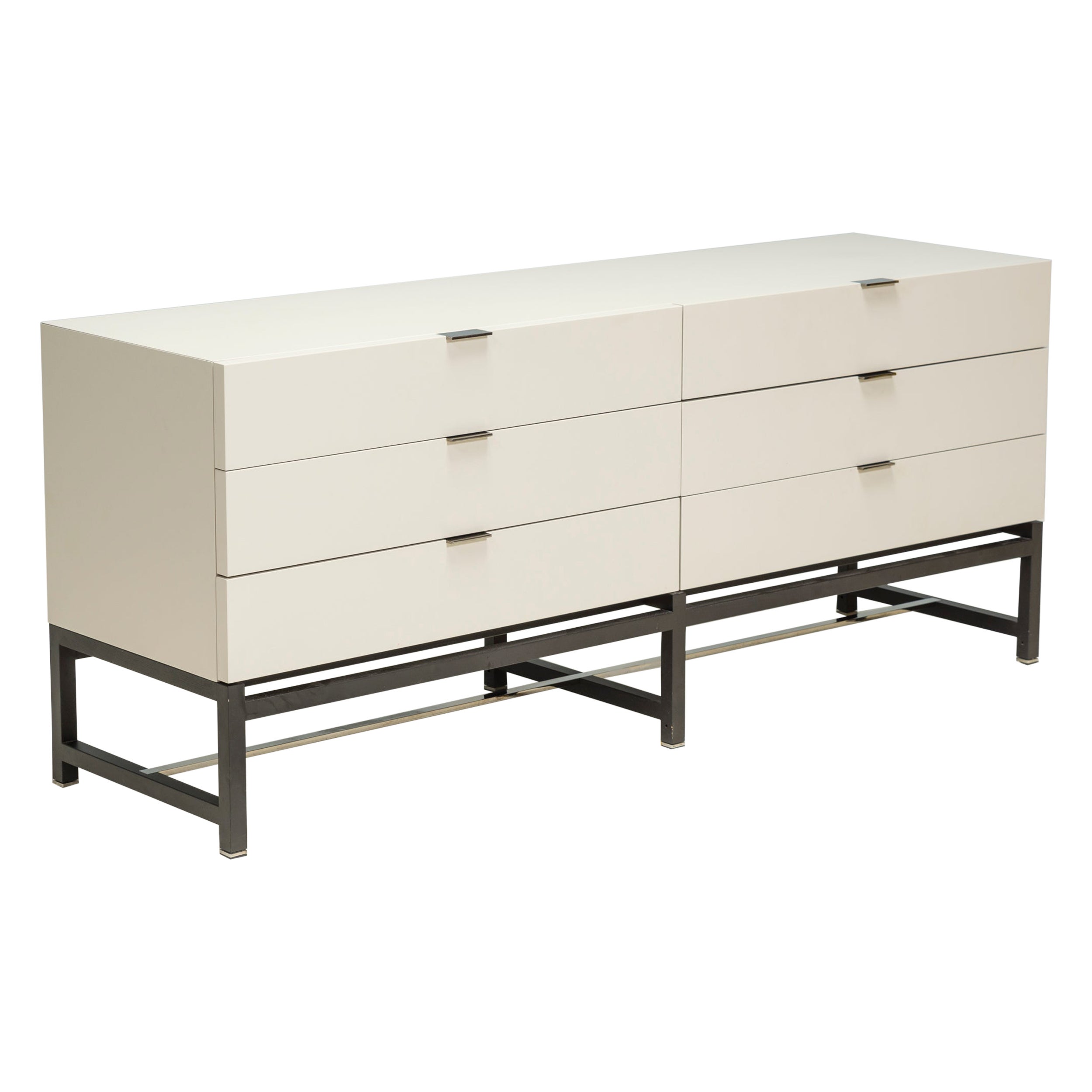 Rodolfo Dordoni for Minotti White Lacquer Harvey Chest of Drawers For Sale