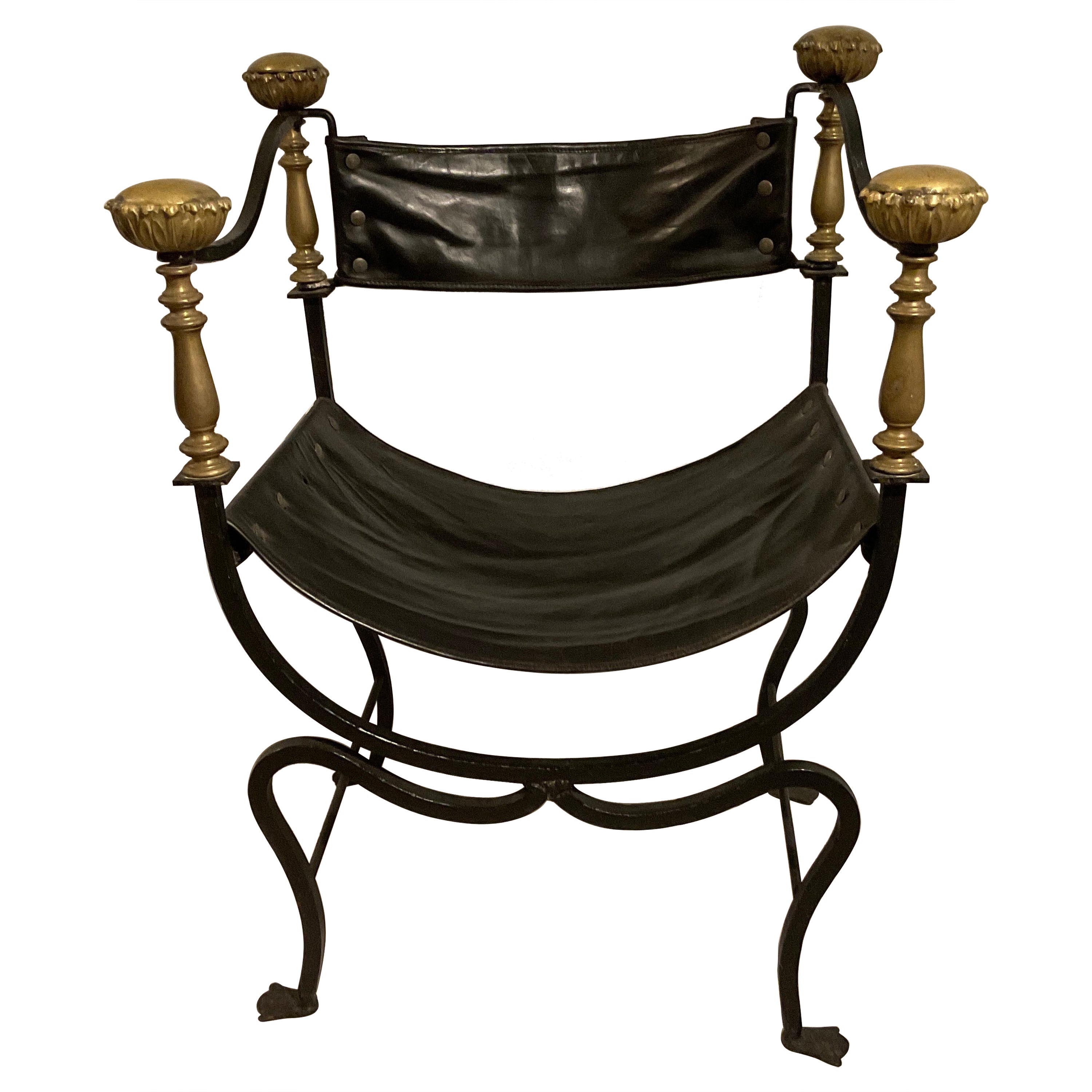 1920s Iron And Brass Savonarola Chair