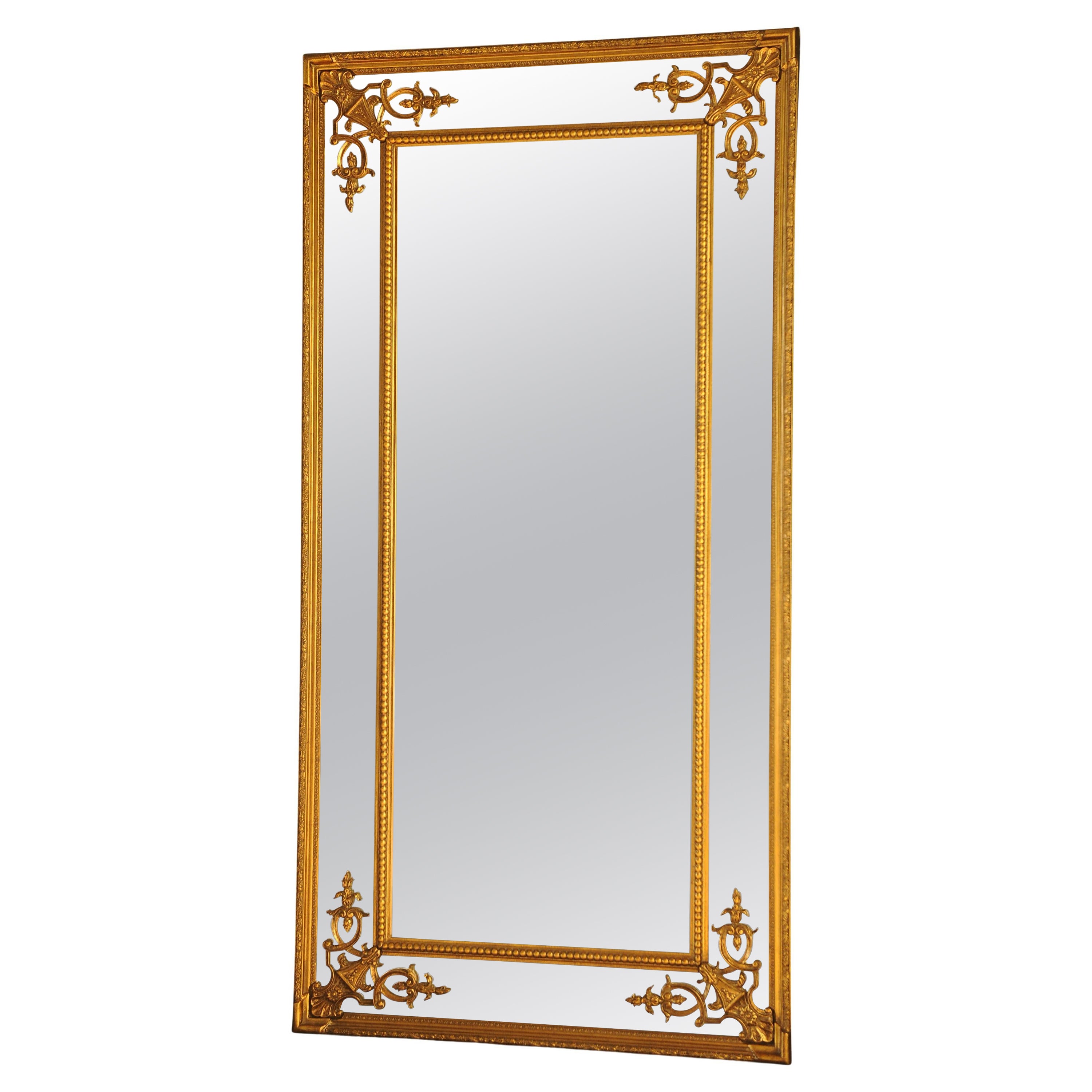 Italian Overmantel Giltwood and Gesso Wall Mirror With Marginal Plates