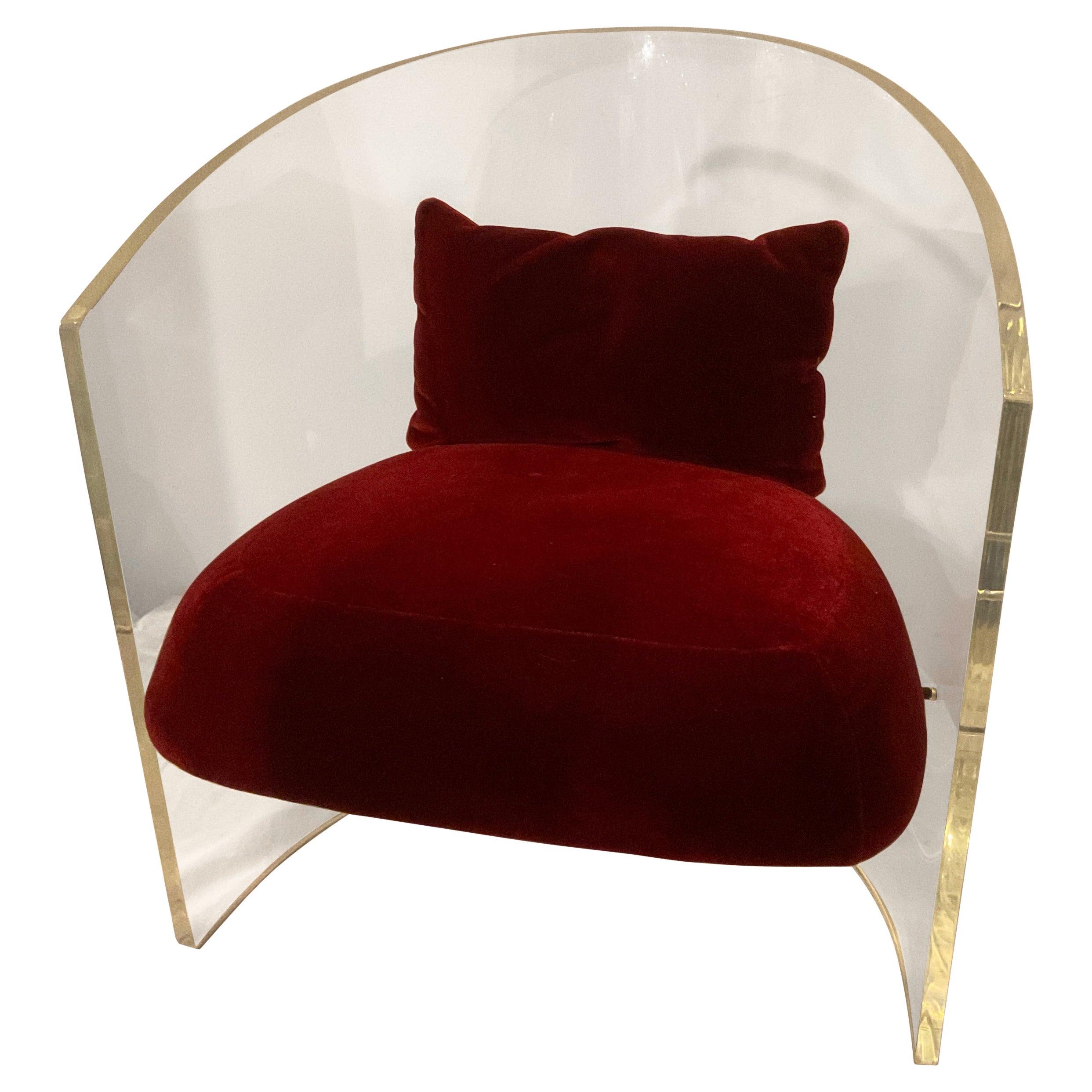  Lucite Barrel Chair By Pace For Sale