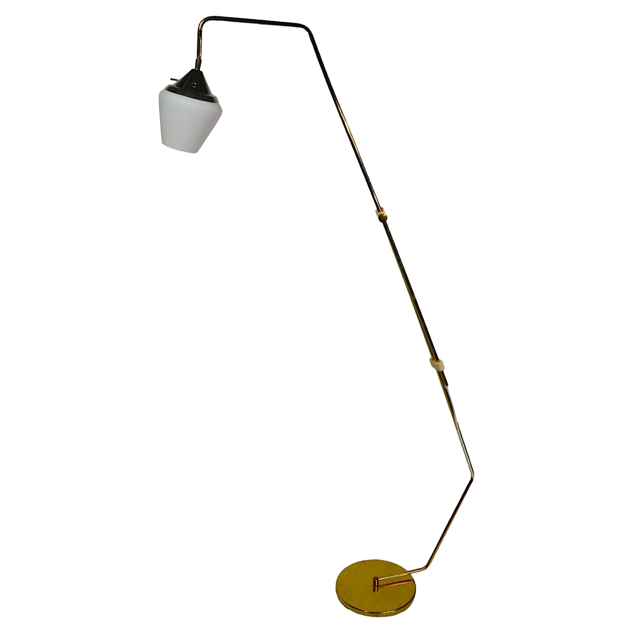 Adjustable Brass Mid Century Floor Lamp  For Sale