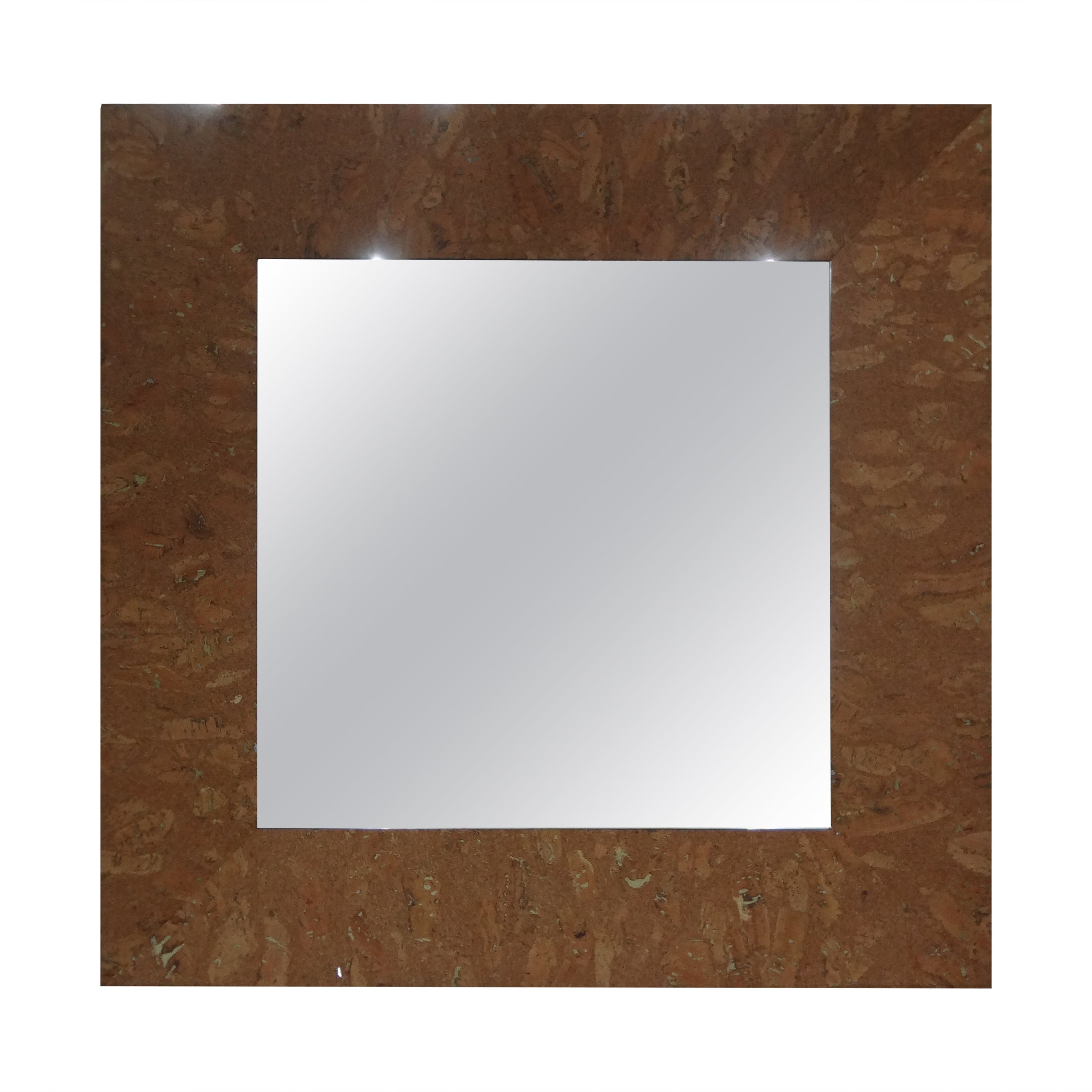 Italian Modern Square Cork Mirror For Sale