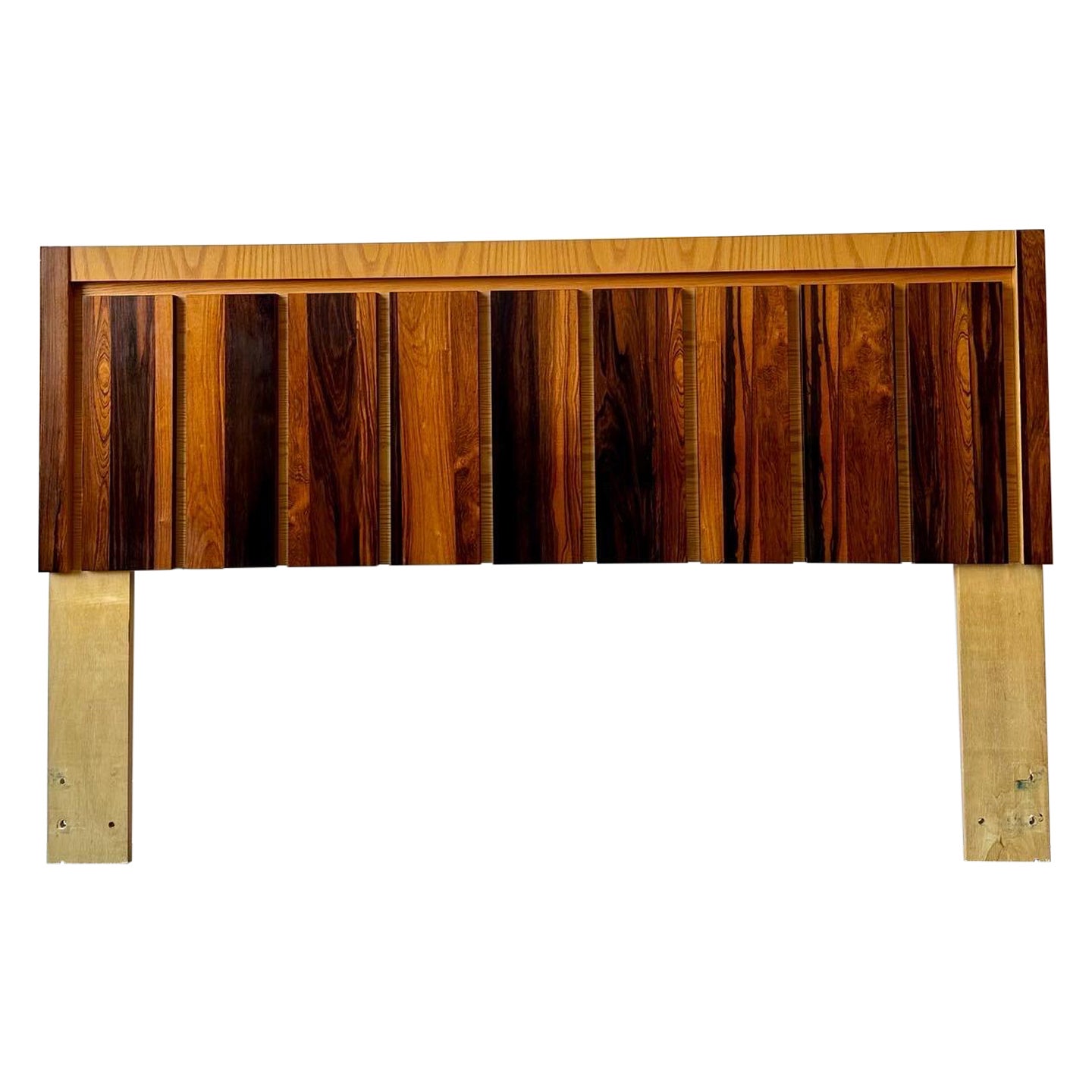 Brutalist Rosewood and Oak full or queen size headboard 