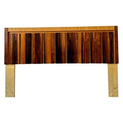 Vintage Brutalist Rosewood and Oak full or queen size headboard 