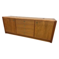 Midcentury Danish Modern Teak Credenza Buffet With Hutch By D-Scan Captain Line