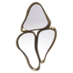 Sculptural Mirror in Cream Shagreen and Bronze-Patina Brass by Kifu Paris