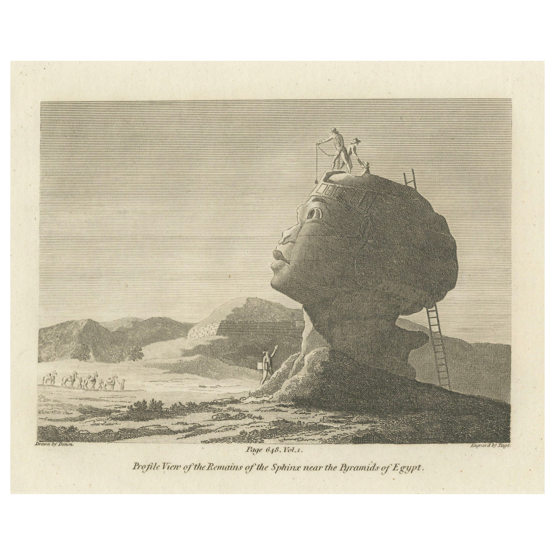 Silhouette der Antike: Die große Sphinx von Giza in Ägypten, 1801 im Angebot