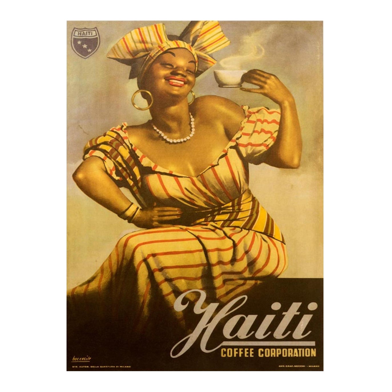 1950 Haiti Kaffee Original Vintage Poster