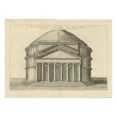 Antique Eternal Echoes Engraved: The Pantheon, Rome's Ancient Marvel, circa 1705