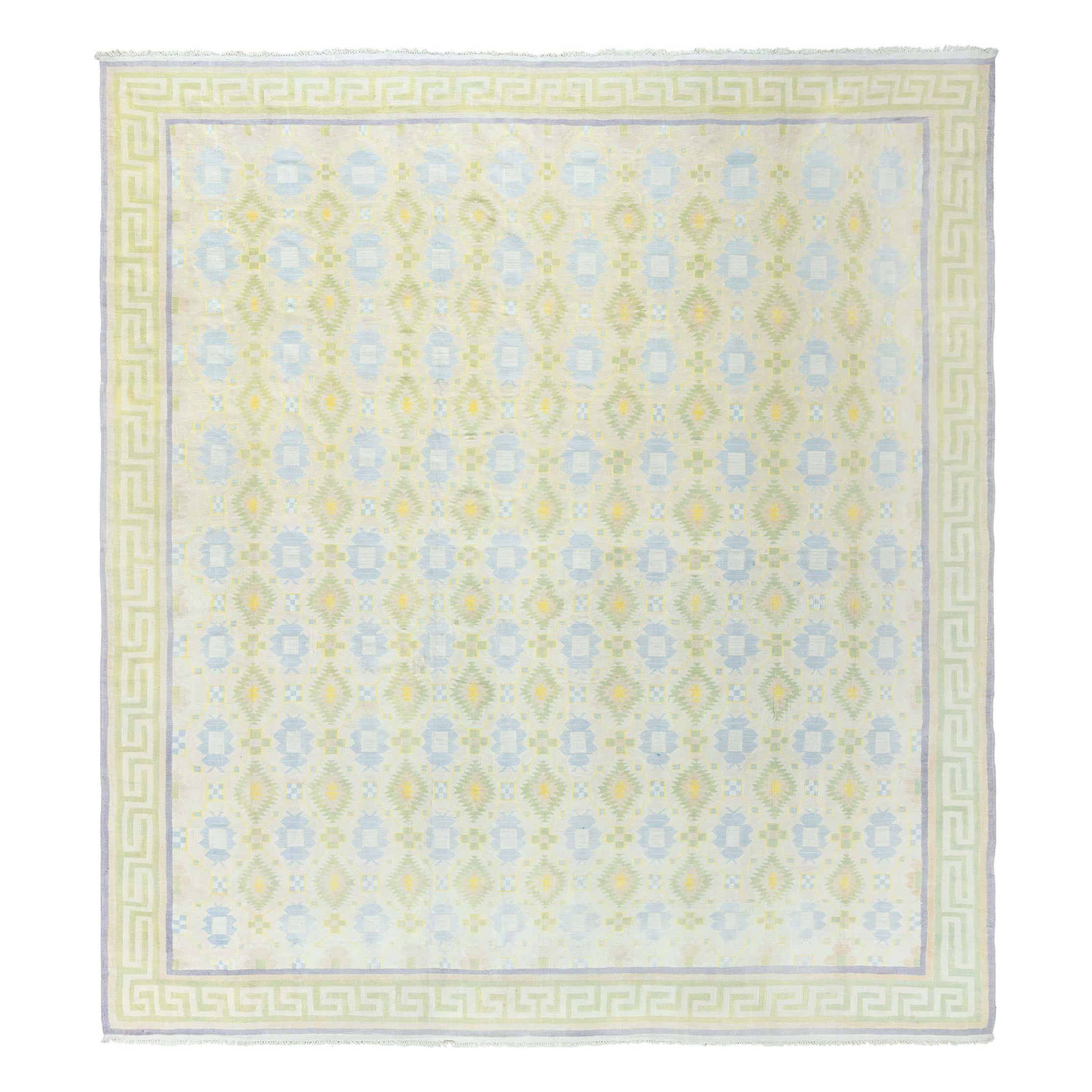 Large Vintage Indian Dhurrie Rug For Sale at 1stDibs