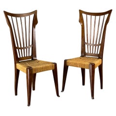 Chairs by Guglielmo Pecorini with straw seat, 1950s, set of 2